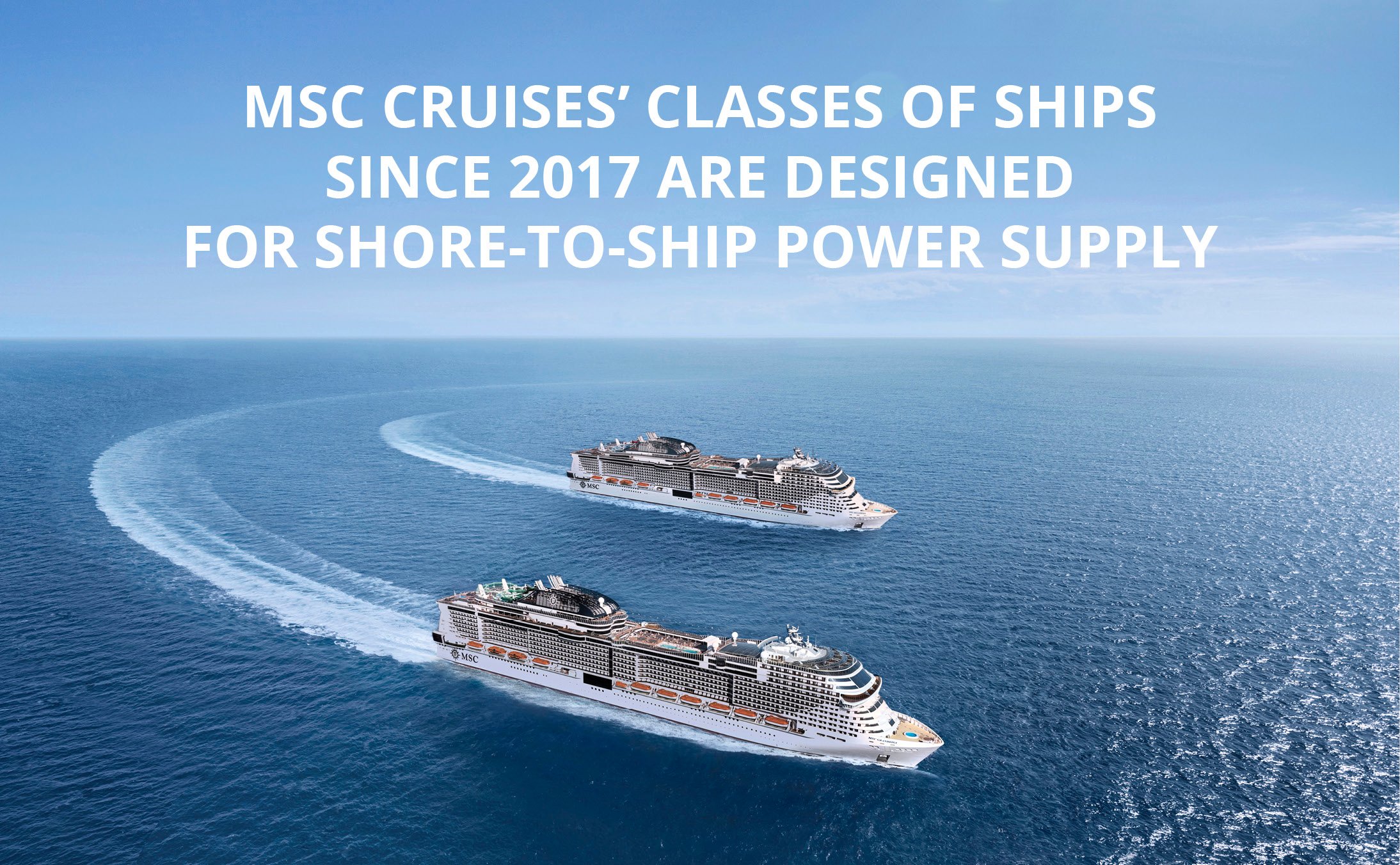 Two MSC cruise ships sailing in open blue waters under a clear sky | MSC Cruises