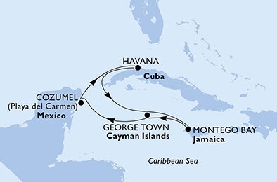 Mexico, Cuba, Jamaica, Cayman Islands