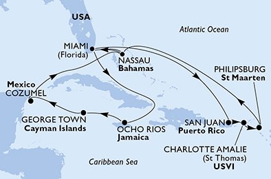 United States, Puerto Rico, Virgin Islands (U.S.), St. Maarten, Bahamas, Jamaica, Cayman Islands, Mexico