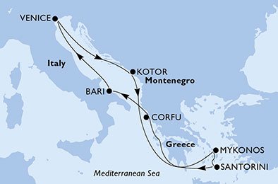 Italy, Montenegro, Greece