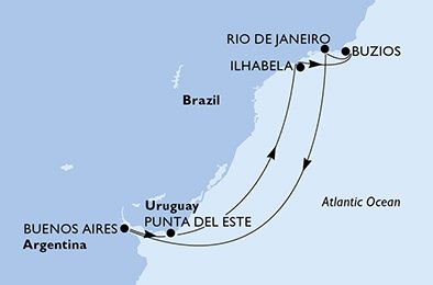 Argentina, Uruguay, Brazil