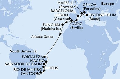 Italy, France, Spain, Portugal, Brazil