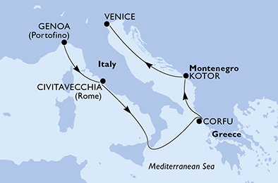 Italy, Greece, Montenegro