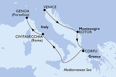 Italy, Montenegro, Greece