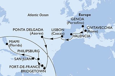 Italy, Spain, Portugal, Barbados, Martinique, Netherlands Antilles, Puerto Rico, United States