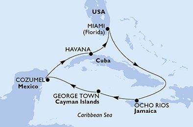 United States, Jamaica, Cayman Islands, Mexico, Cuba