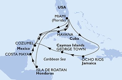 United States, Jamaica, Cayman Islands, Mexico, Cuba, Honduras
