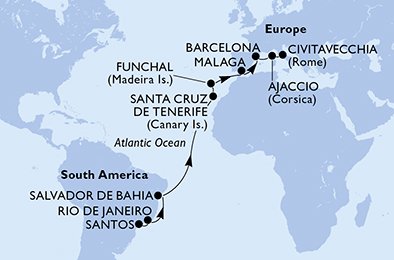 Brazil, Spain, Portugal, France, Italy