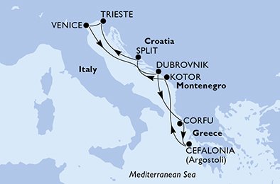 Italy, Croatia, Greece, Montenegro
